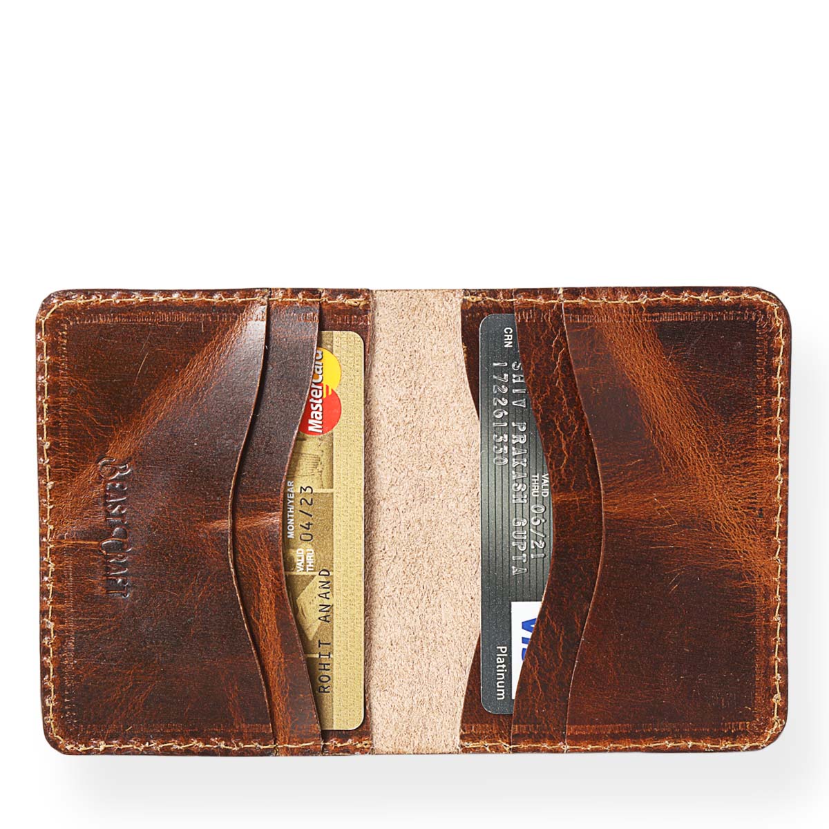 Bi - Fold Vertical Card Holder  (Saddle Tan)