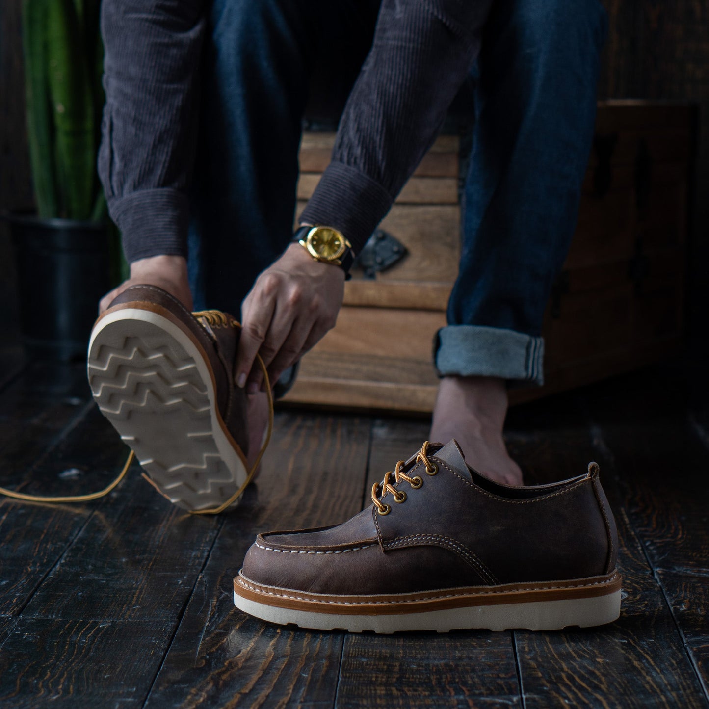 Moc-Toe Shoes (Vintage Brown) Goodyear Welted