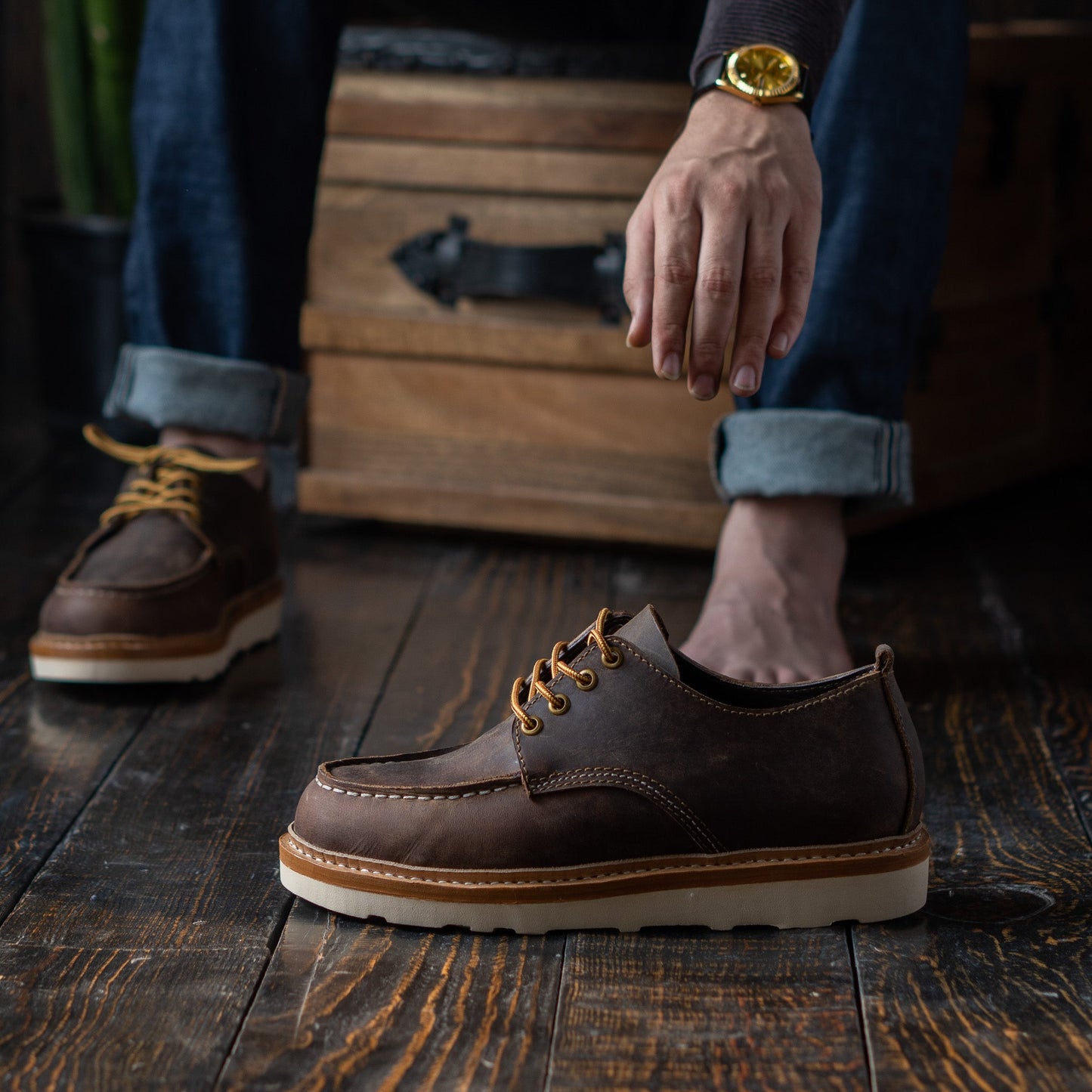 Moc-Toe Shoes (Vintage Brown) Goodyear Welted