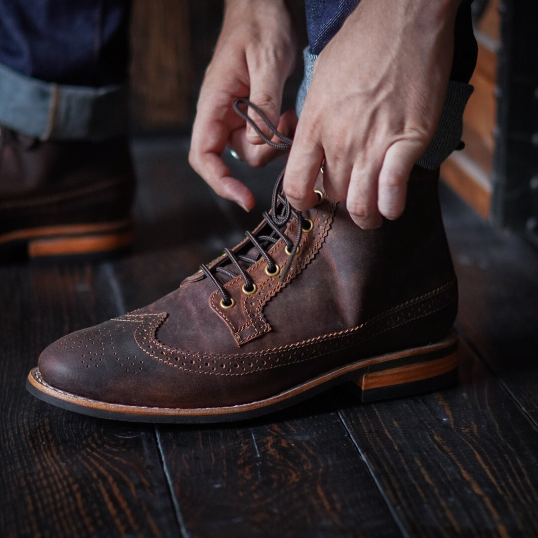 Long Wing Brogue Goodyear Welted Boots India – Craft Glory