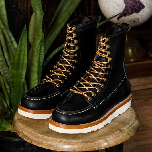 Moc-Toe Boots 8" (Raven Black) Goodyear Welted