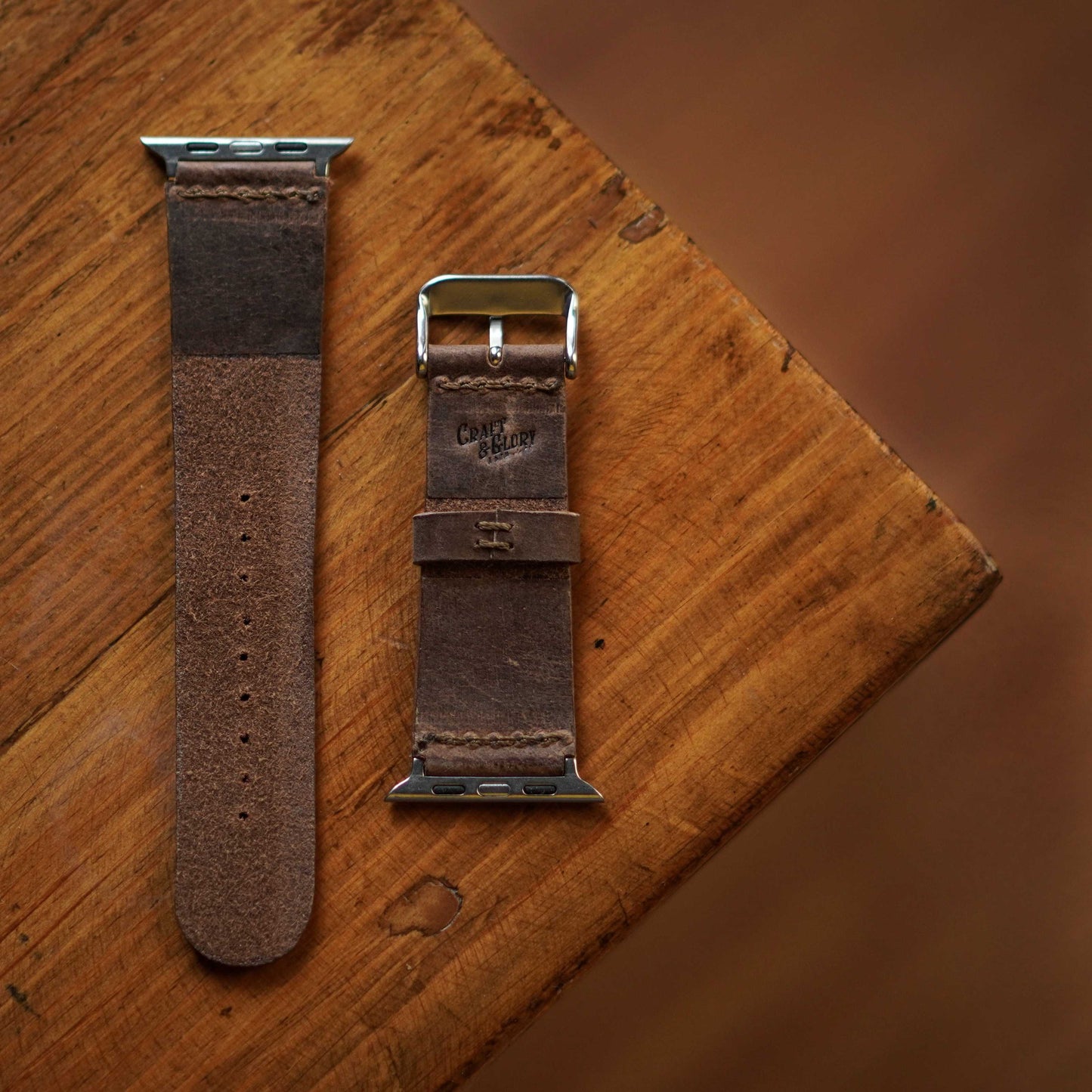 Minimal Apple Watch Leather Strap (Vintage Brown)
