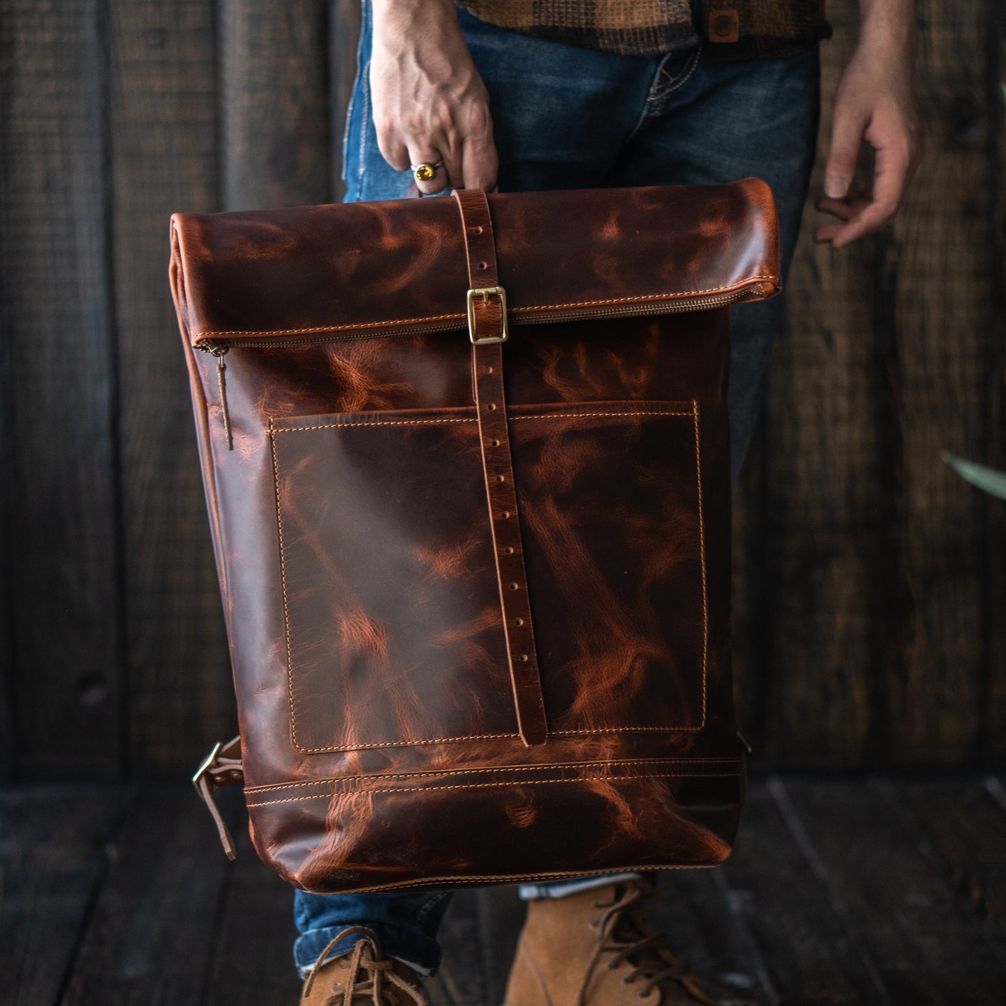 Legacy Roll Top Backpack (Saddle Tan)