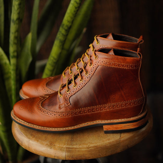 Long Wing Brogue 6" (Saddle Tan) Goodyear Welted