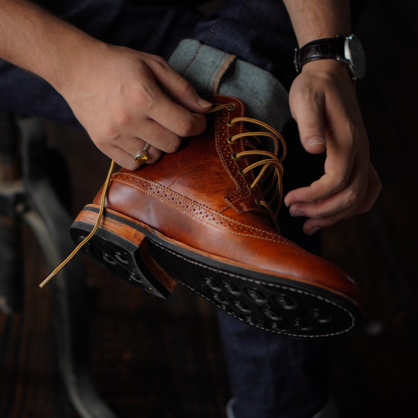 Long Wing Brogue 6" (Saddle Tan) Goodyear Welted