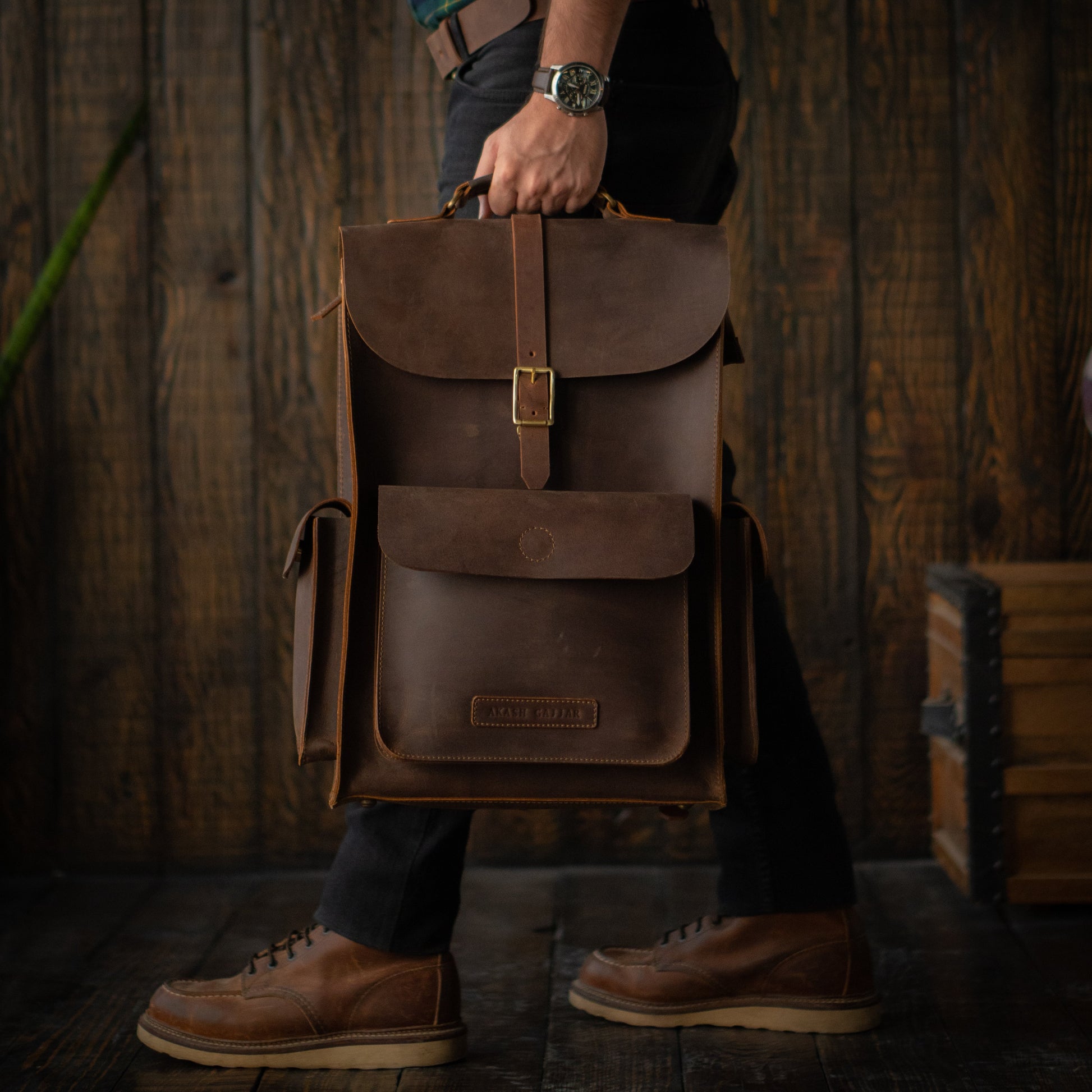 buy mens backpack leather Heritage Backpack (Vintage Brown)